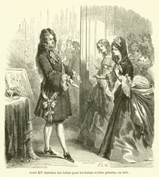 Louis XIV distributes tickets for feasts and galant parties, 1664